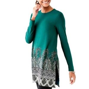 J. Jill Wearever Collection Paisley Border Tunic